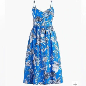 J Crew Linen spaghetti-strap‎ tea dress in Ratti® tropical toile